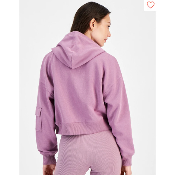 NEW Hippie Rose Cropped Cargo Jacket Small Purple Zip Up Sweatshirt Hoodie - Picture 2 of 7